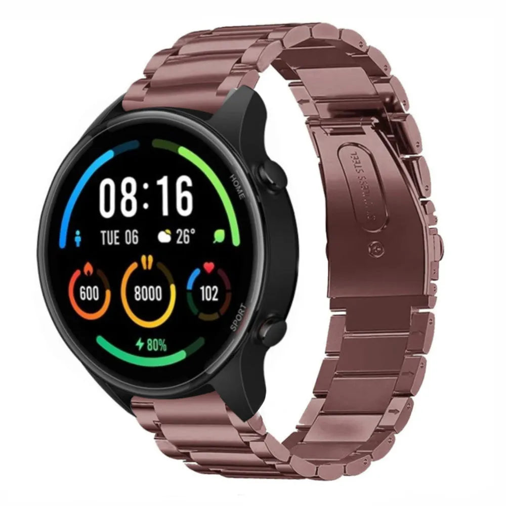 Steel Strap, bronze, on a watch, 3/4 front view