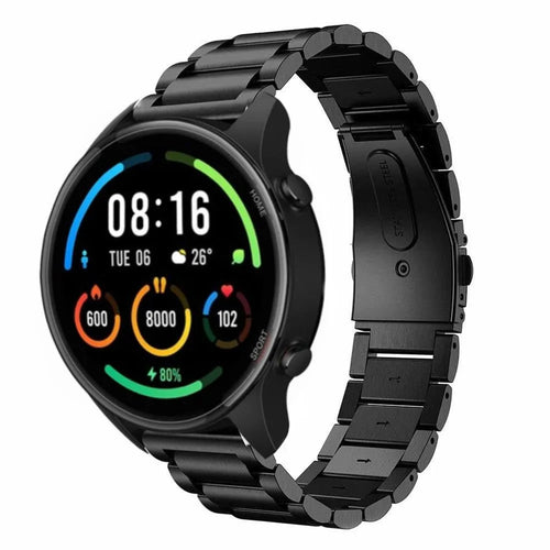 Steel Strap, black, on a watch, 3/4 front view