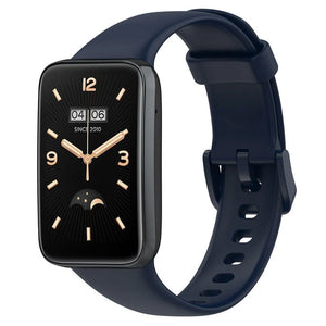 Silicone Strap, dark blue, on a watch, 3/4 front view
