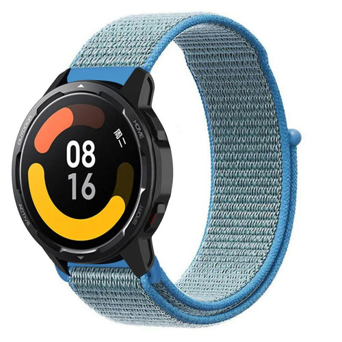 Nylon Strap, blue, on a watch, 3/4 front view