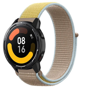 Nylon Strap, camel, on a watch, 3/4 front view
