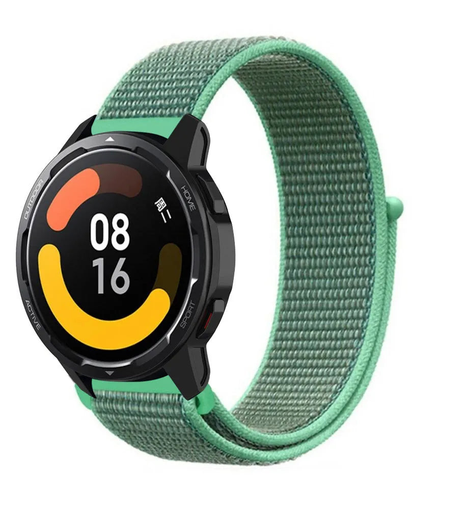 Nylon Strap, mint, on a watch, 3/4 front view