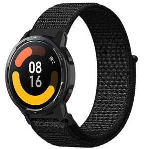Nylon Strap, black, on a watch, 3/4 front view