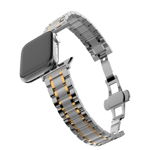 Bandz Apple Watch Ultra Stahl Gliederarmband 'Deluxe' (Silber/Gold)