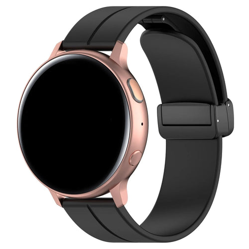 D-Buckle Silicone Strap, black, on a watch, 3/4 front view