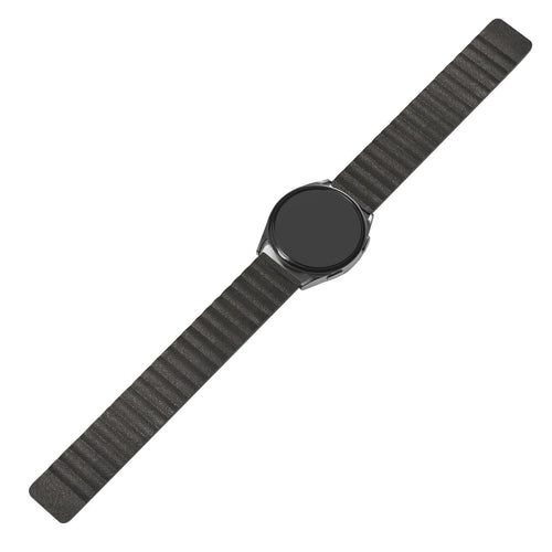 Leather Loop Strap, black, on a watch, 3/4 front view