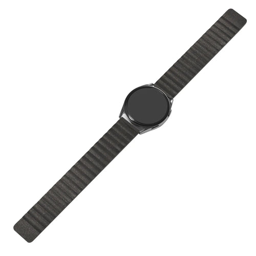 Leather Loop Strap, black, on a watch, 3/4 front view