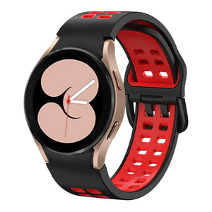 Silicone Squared Sport Strap, black/red, on a watch, 3/4 front view