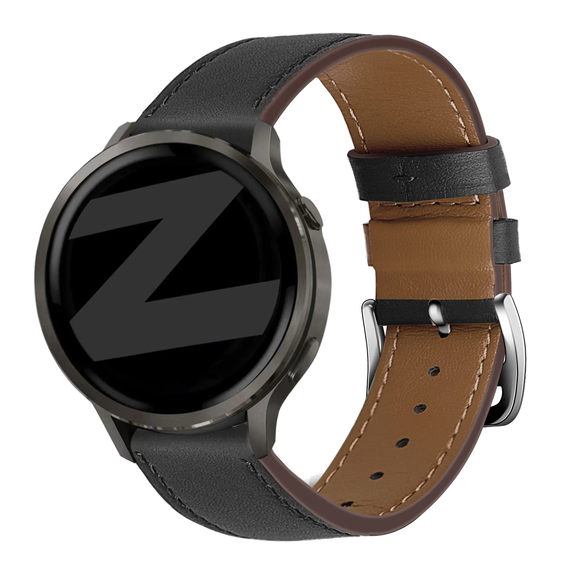 Bandz Garmin Vivoactive 4 Leather Strap 'Deluxe' (Black)