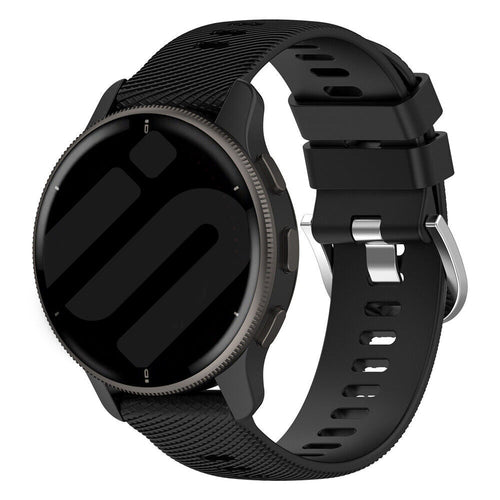 Silicone Strap, black, on a watch, 3/4 front view