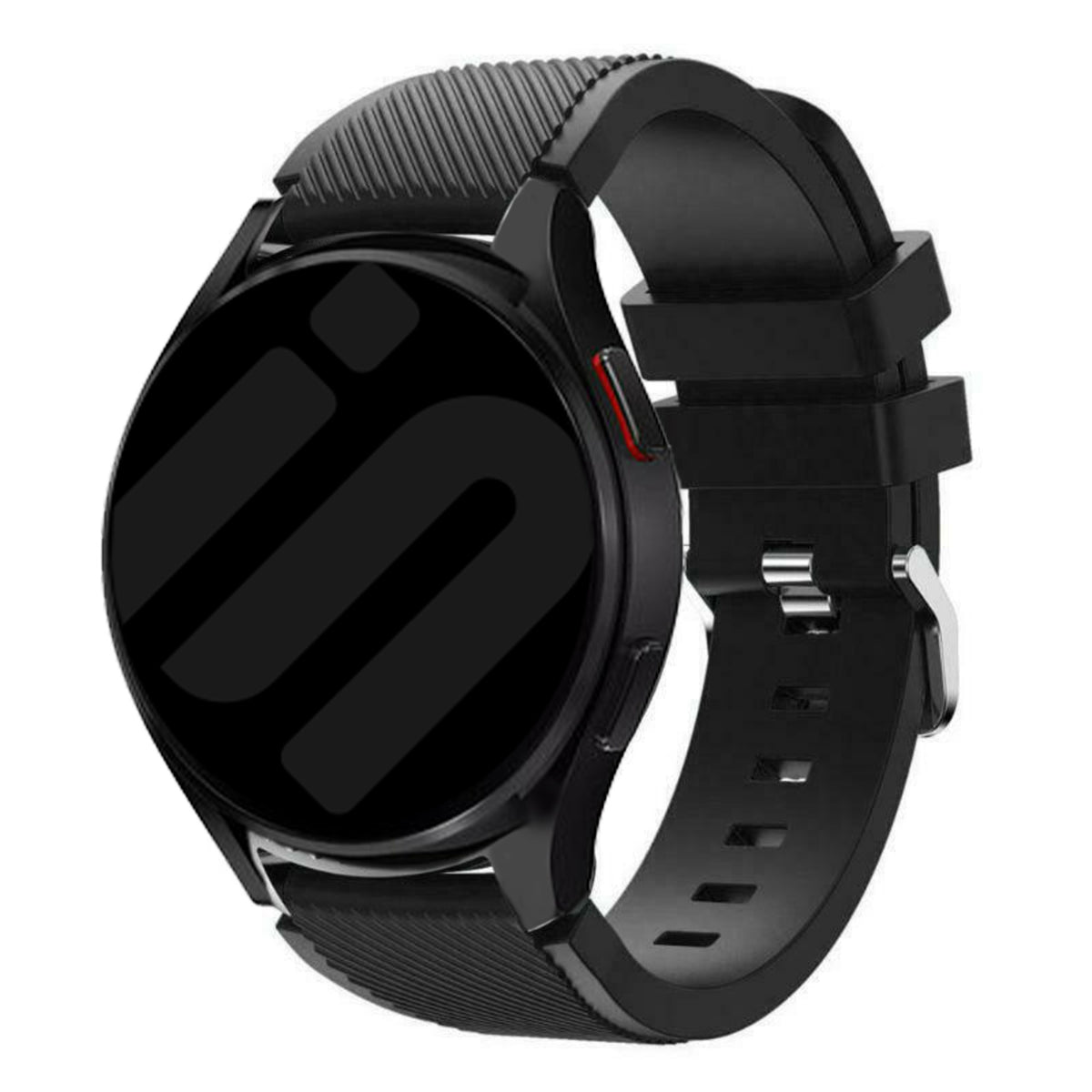 Twill Silicone Strap, black, on a watch, 3/4 front view