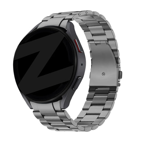 Titanium Strap 'Classic', graphite, on a watch, 3/4 rear view