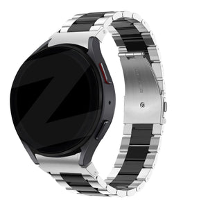 Steel Strap 'Classic', silver/black, on a watch, 3/4 rear view
