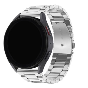 Steel Strap, silver, on a watch, 3/4 rear view