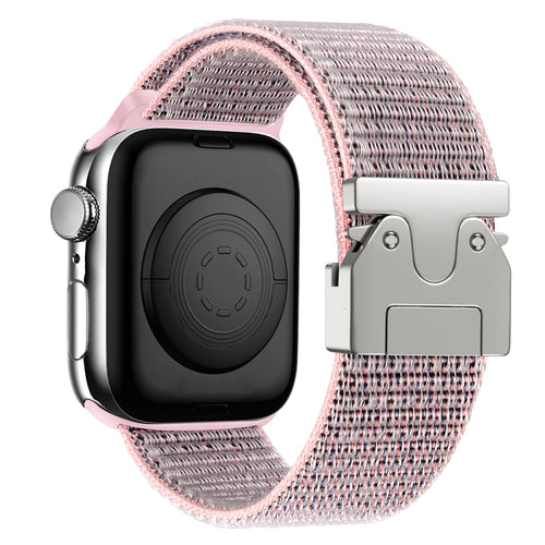 Nylon Strap 'Classic' P-Buckle, pink sand, on a watch, 3/4 rear view