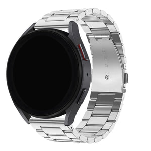 Steel Strap, silver, on a watch, 3/4 rear view