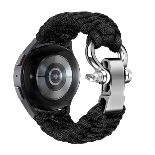 Nylon Rope Strap, black, on a watch, 3/4 rear view