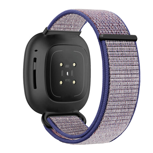 Nylon Loop Strap, dark blue, on a watch, 3/4 rear view