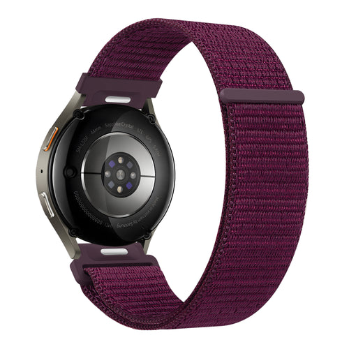 Nylon Strap 'Easy Fit', plum, on a watch, 3/4 rear view