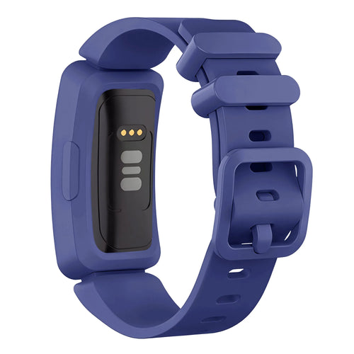 Silicone Strap, dark blue, on a watch, 3/4 rear view