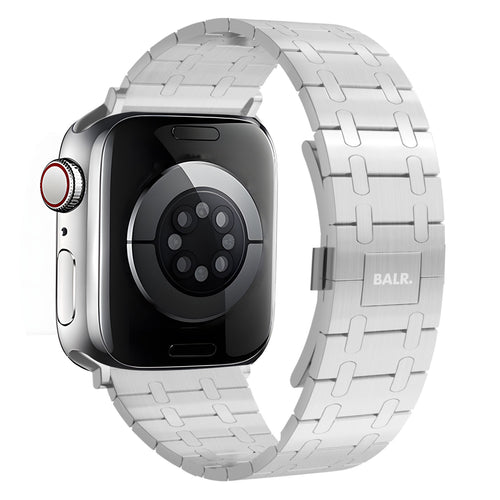 Stainless Steel Strap, silver, on a watch, 3/4 rear view