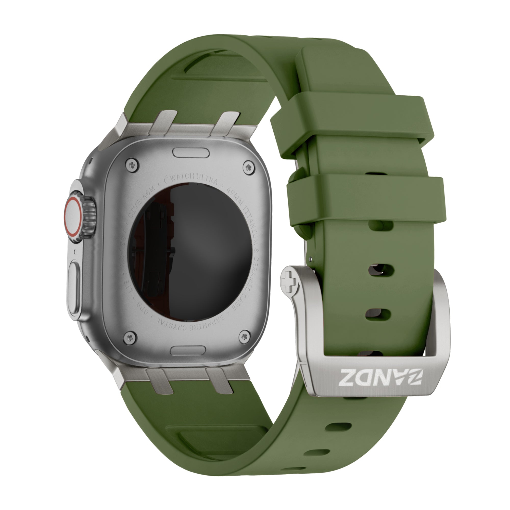 Bandz Apple Watch Ultra Silikonarmband Luxus Liquid (Grün mit Titan)
