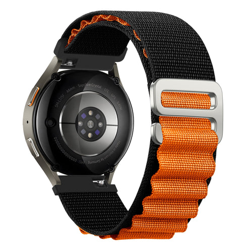 Bandz Samsung Galaxy Watch Active Alpine Nylonarmband (Schwarz/Orange)