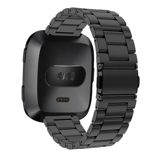 Steel Strap 'Classic', black, on a watch, 3/4 rear view
