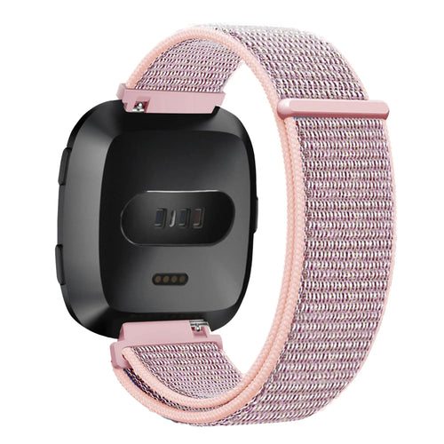 Nylon Strap 'Classic', pink, on a watch, 3/4 rear view