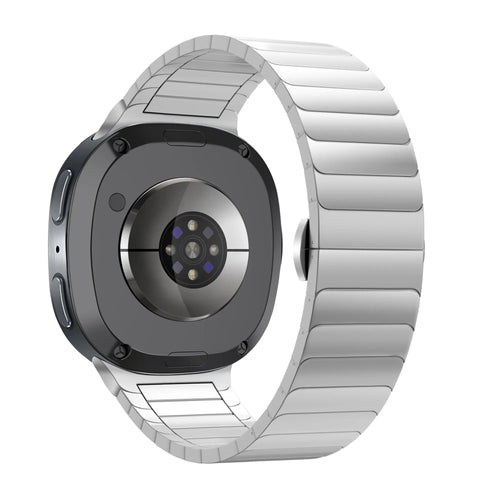 Steel Strap 'One Bead', silver, on a watch, 3/4 rear view