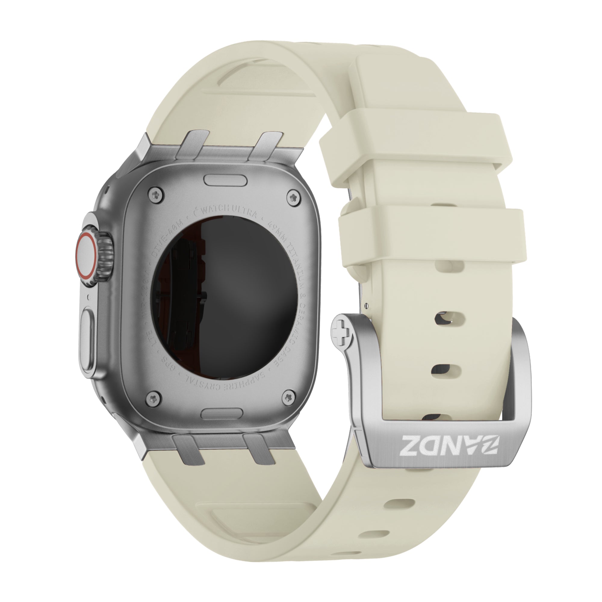 Bandz Apple Watch Ultra Silicone Strap 'Luxe Liquid' (Beige with Silver)