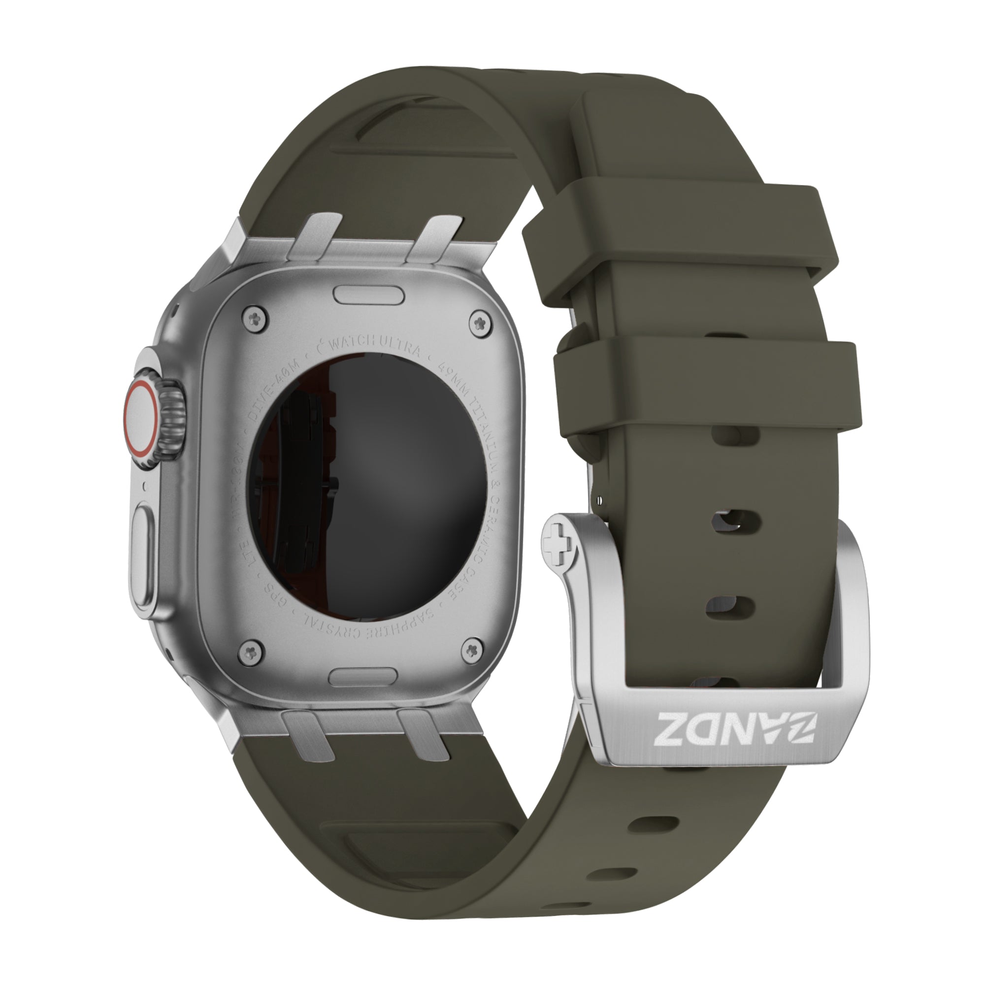 Bandz Apple Watch Ultra Silikonarmband Luxus Liquid (Braun mit Silber)