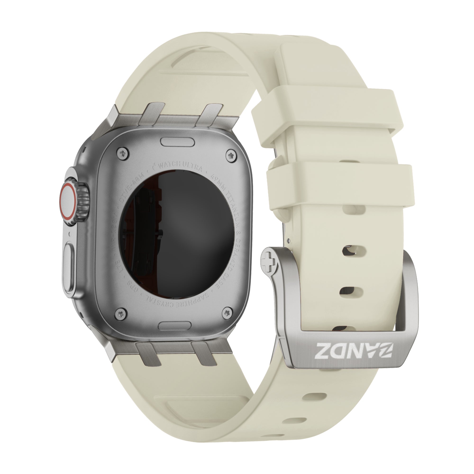 Bandz Apple Watch Ultra Silikonarmband Luxus Liquid (Beige mit Titan)