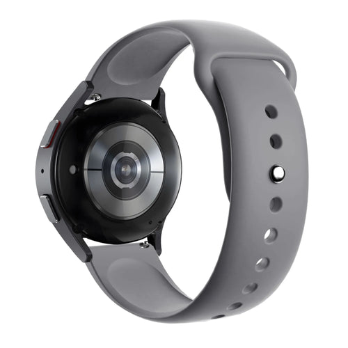 Silicone Sport Strap 'Deluxe', grey, on a watch, 3/4 rear view