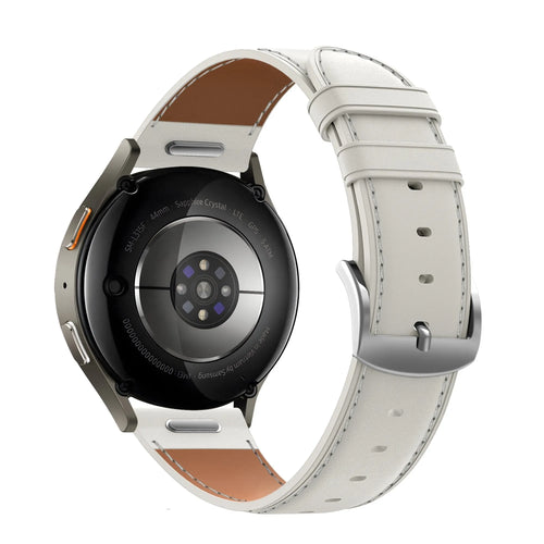 Bandz Fossil Gen 5e - 42mm Leather Strap 'Easy Fit' (White)