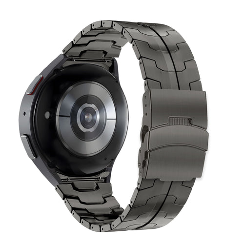 Steel Strap 'Iron', graphite, on a watch, 3/4 rear view