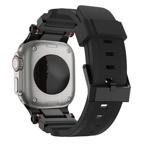 Bandz Apple Watch Silikonarmband 'Explorer' (Schwarz mit Schwarz)