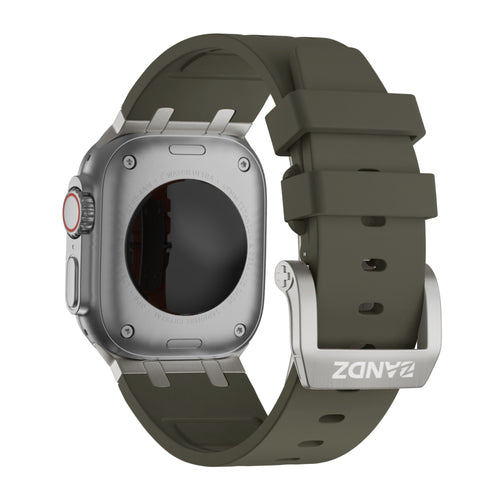 Bandz Apple Watch Ultra Silicone Strap 'Luxe Liquid' (Brown with Titanium)