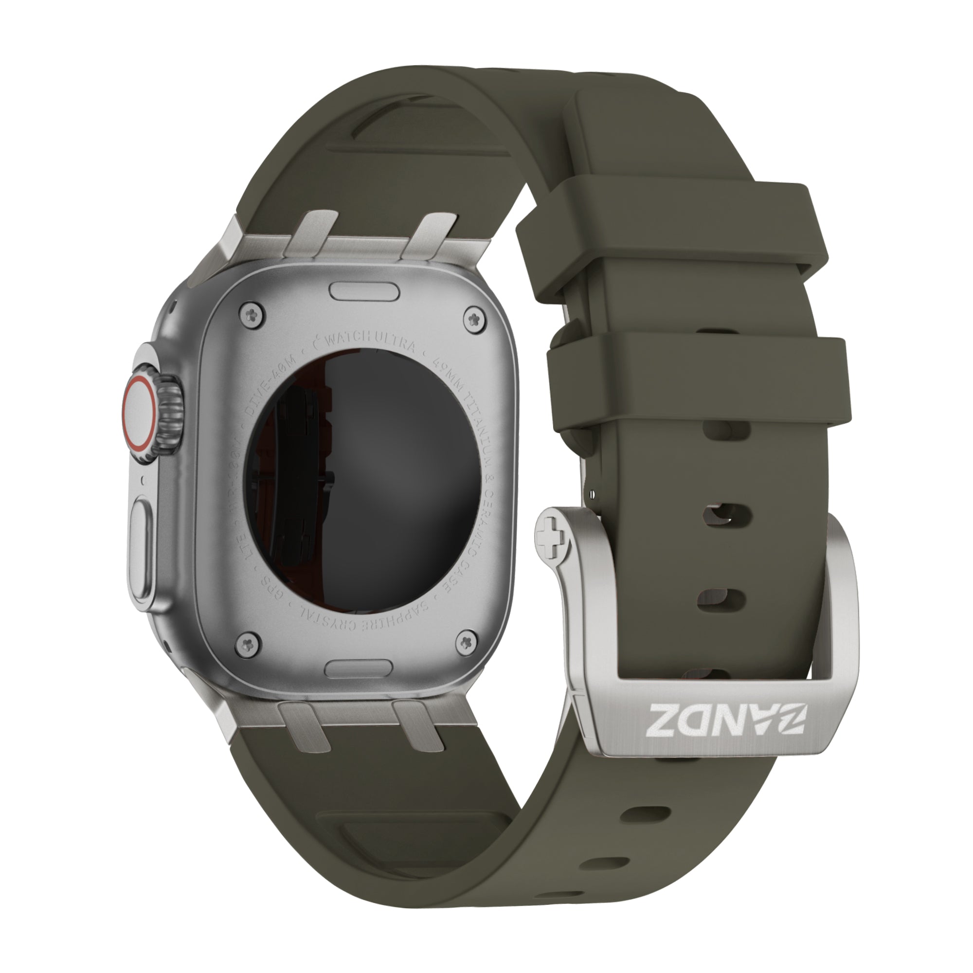 Bandz Apple Watch Ultra Silicone Strap 'Luxe Liquid' (Brown with Titanium)