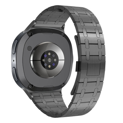 Steel Strap 'Royal', black, on a watch, 3/4 rear view