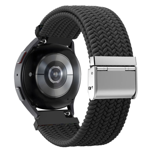Woven Nylon Strap, black, on a watch, 3/4 rear view