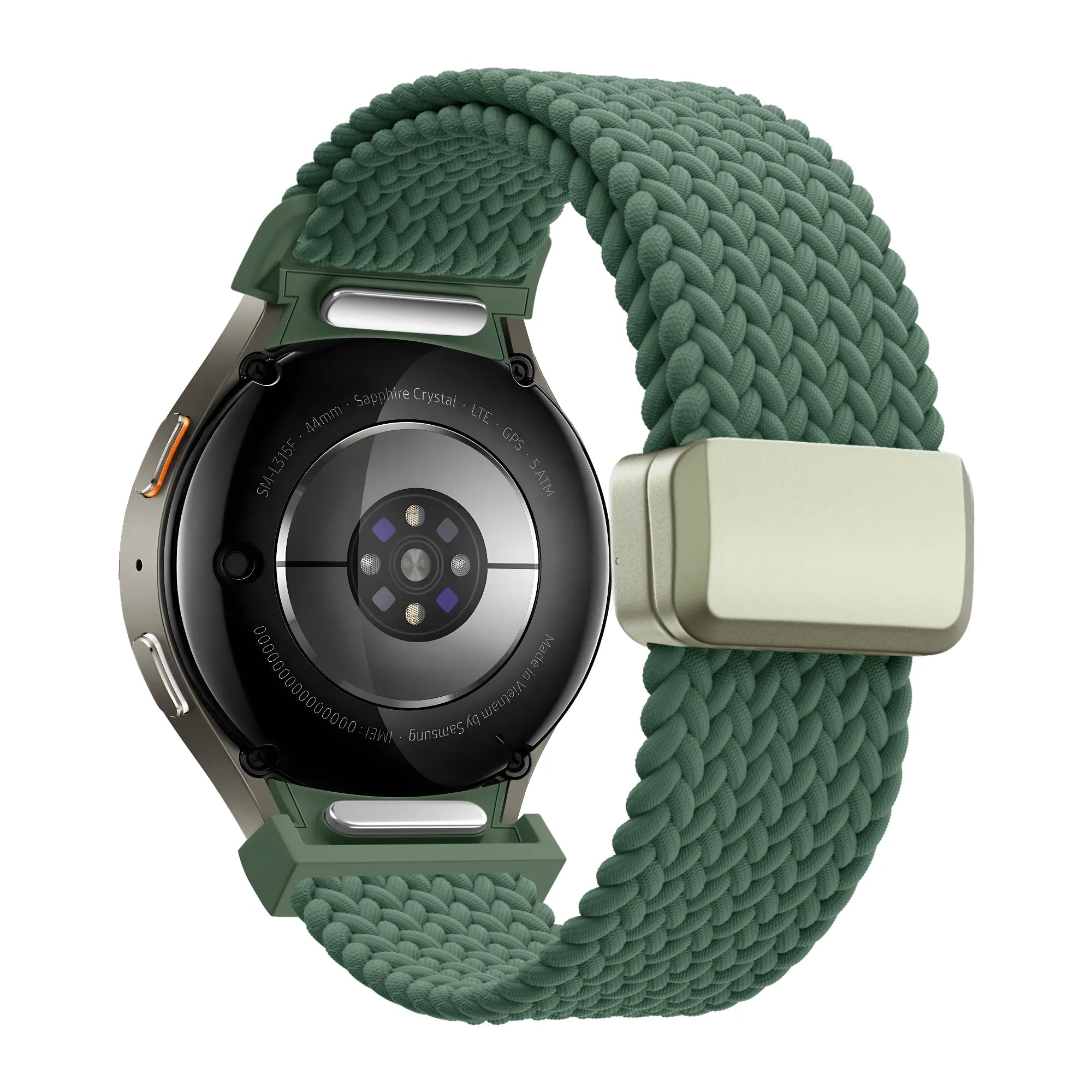 Bandz Samsung Galaxy Watch 4 44mm Geflochtenes Armband 'Easy Fit' (Grün)