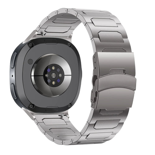 Titanium Strap 'Deluxe', on a watch, 3/4 rear view