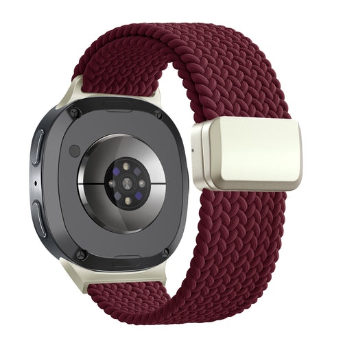 Bandz Samsung Galaxy Watch 8 Classic Magnetisches Geflochtenes Armband (Weinrot)