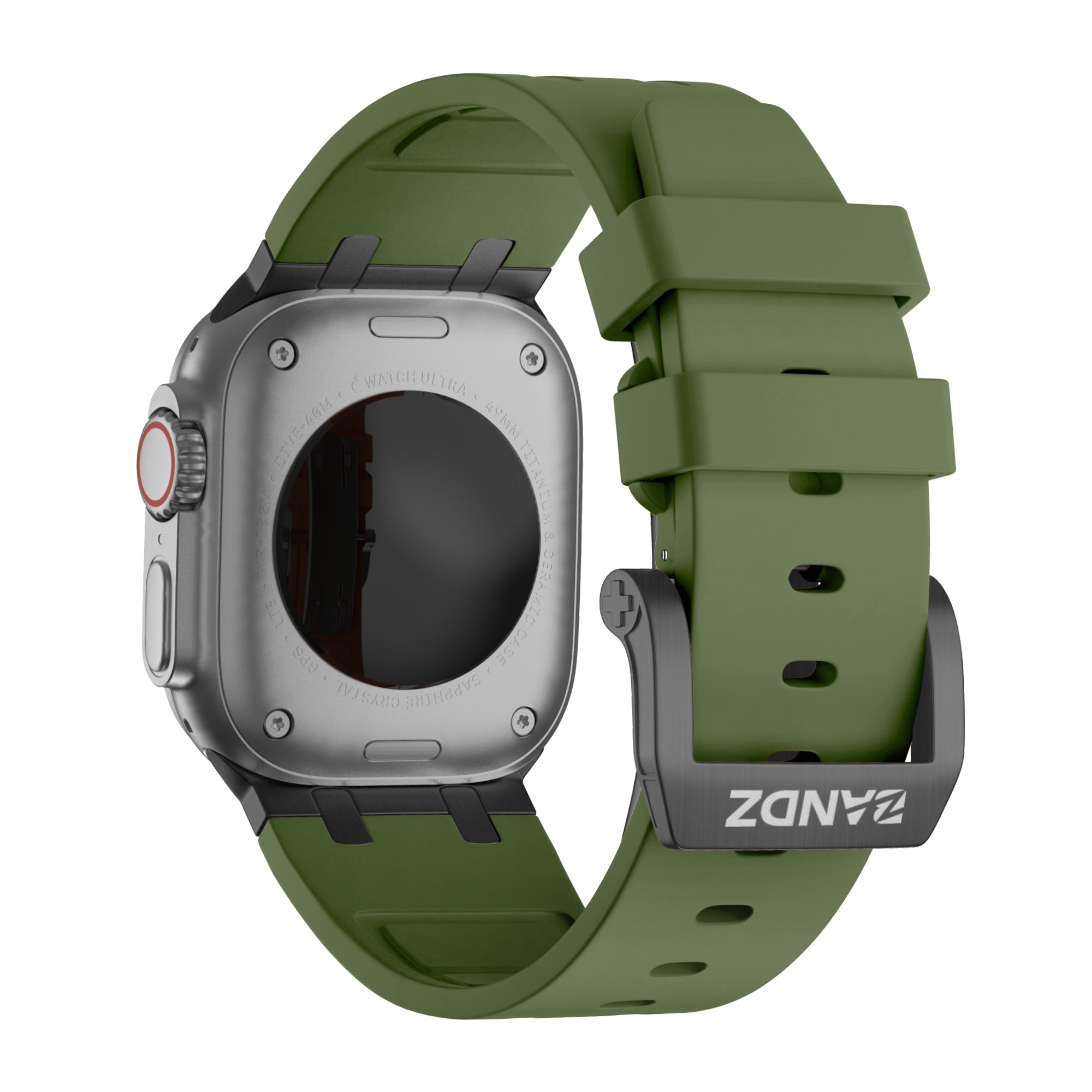 Bandz Apple Watch Ultra Silikonarmband Luxus Liquid (Grün mit Schwarz)