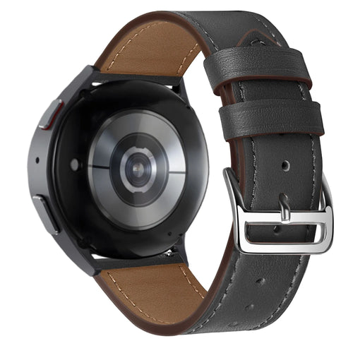 Leather Strap 'Deluxe', black, on a watch, 3/4 rear view