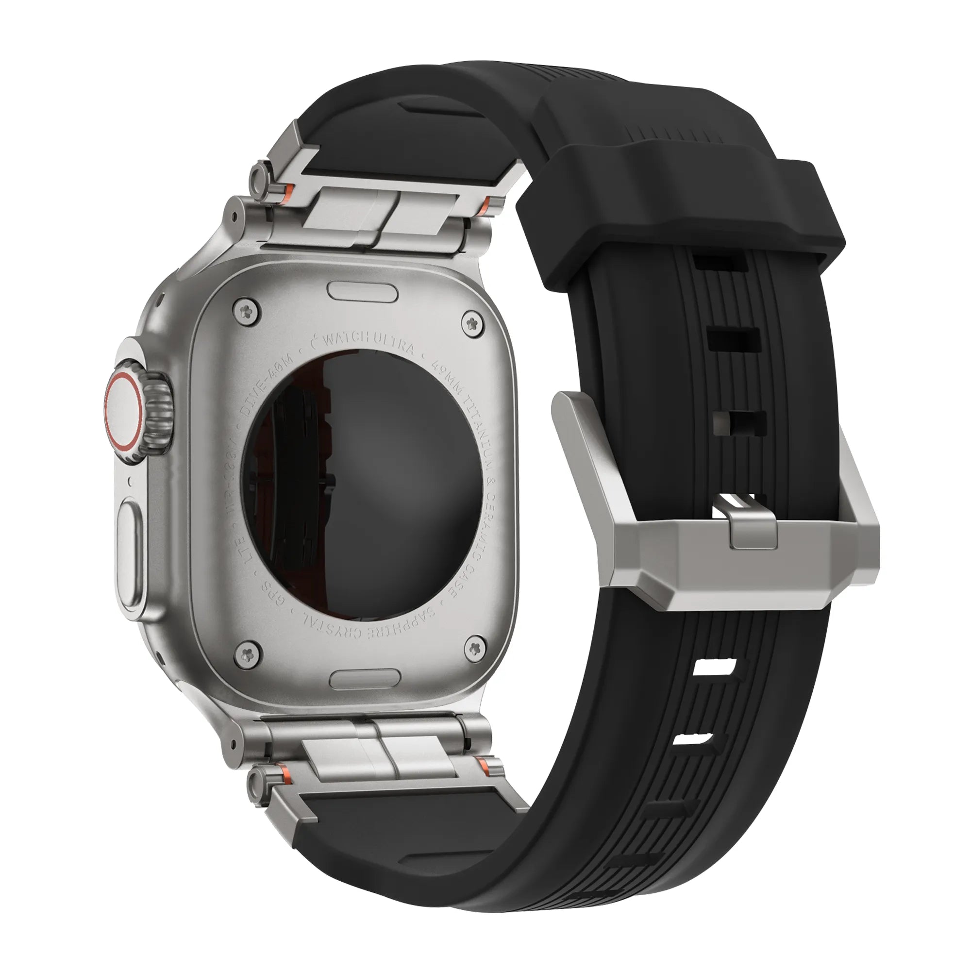 Bandz Apple Watch Armband aus Flüssigsilikon 'Explorer' (Schwarz mit Titan)