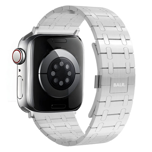 Stainless Steel Strap, silver, on a watch, 3/4 rear view