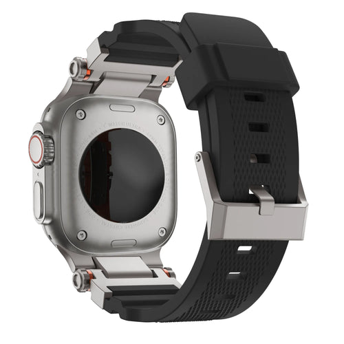 Bandz Apple Watch Silikonarmband 'Explorer' (Schwarz mit Titan)