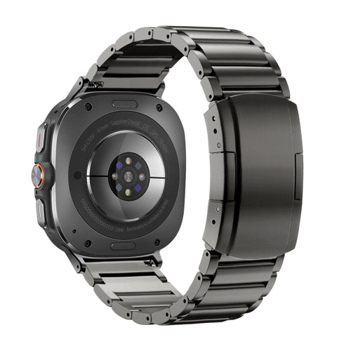 Titanium Strap 'Classic', graphite, on a watch, 3/4 rear view